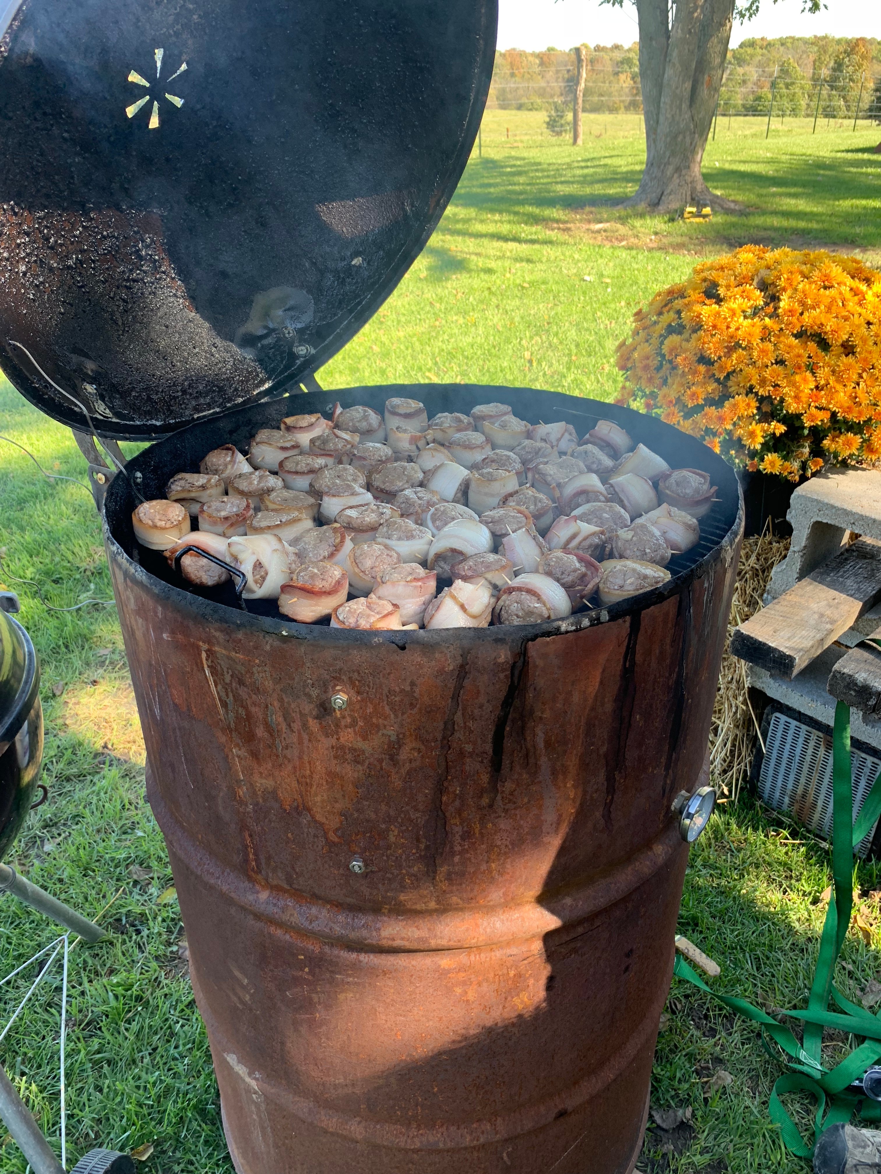 Moink balls on the smoker
