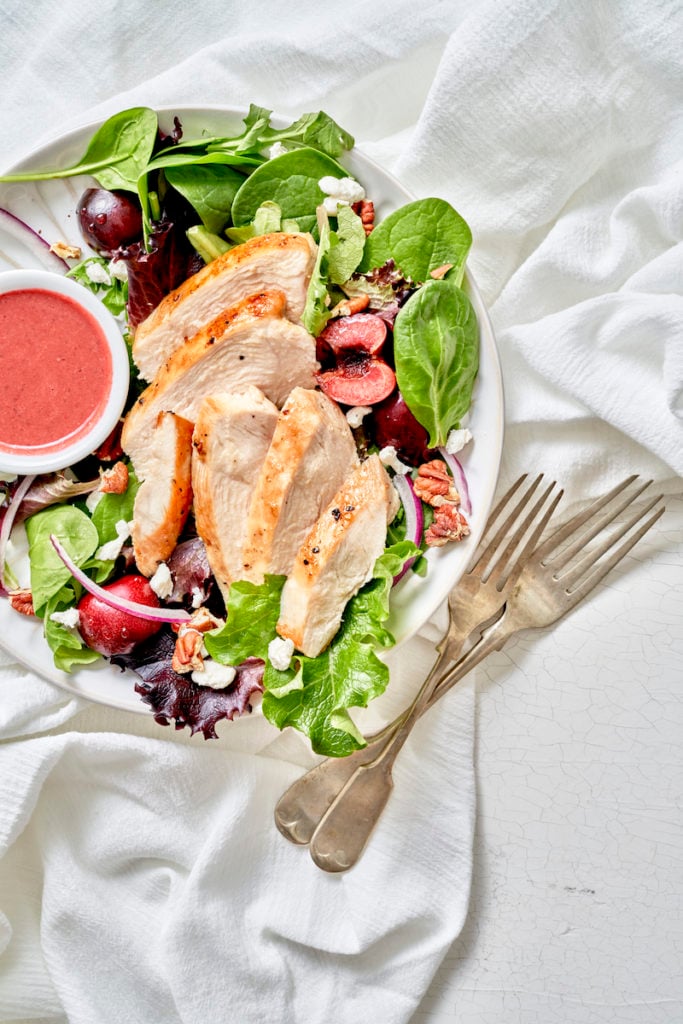 Chicken, Cherry, and Mixed Greens Salad